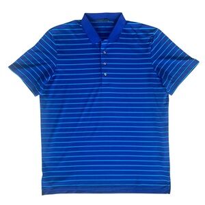 Greyson Men’s Light & Dark Blue Striped Short Sleeve Golf Polo Size Large